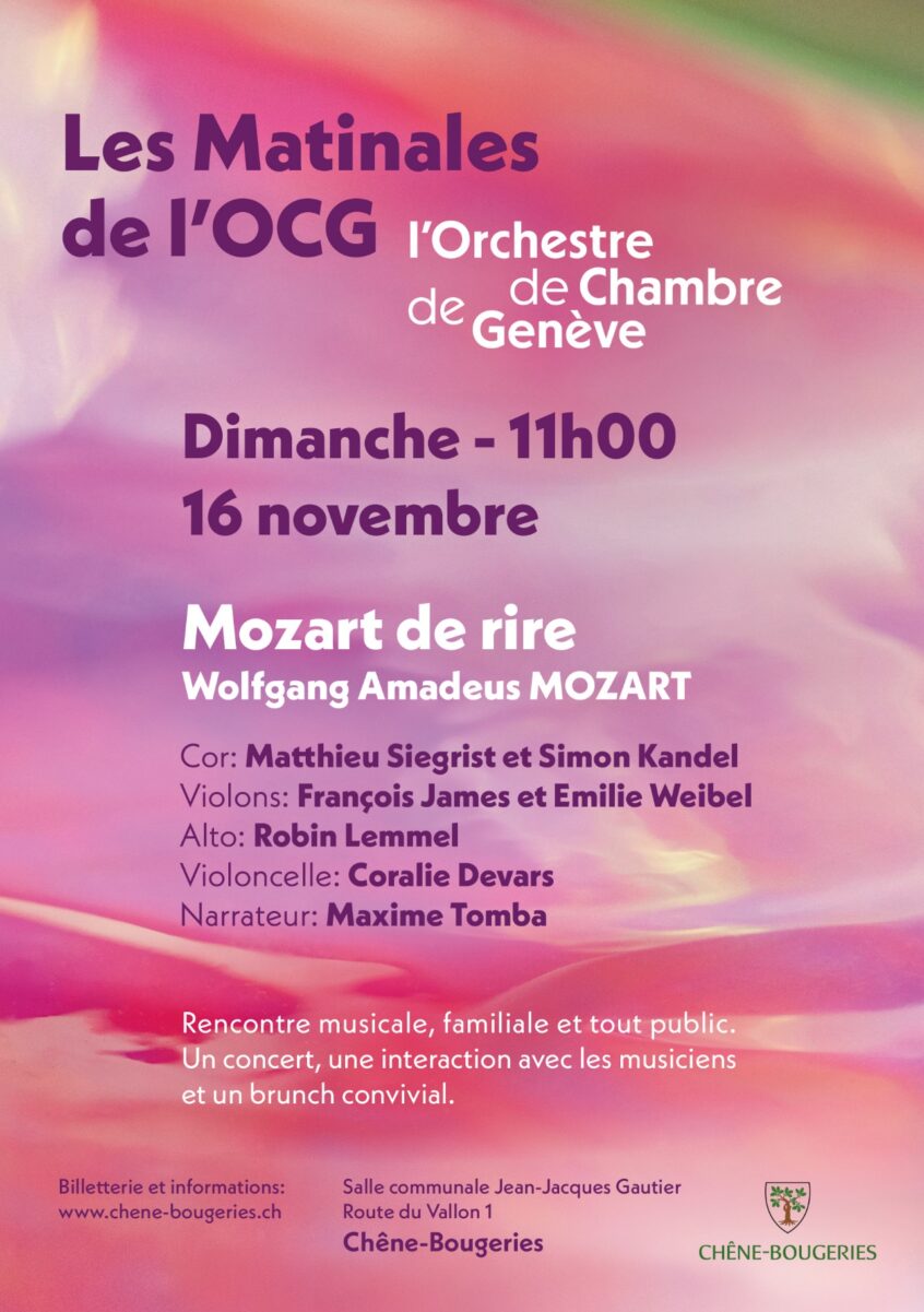 Concert de l'orchestre des Trois-Chêne à la salle des fêtes de Thônex le 17 juin 2025 à 20h30. Entrée libre.