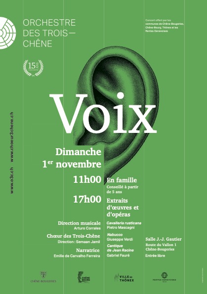 Concert de l'orchestre des Trois-Chêne à la salle des fêtes de Thônex le 17 juin 2025 à 20h30. Entrée libre.